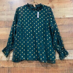 New With Tags Lane Bryant Green & Gold Blouse Size 20